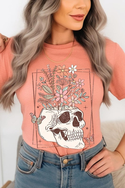 Floral Skull Graphic Tee