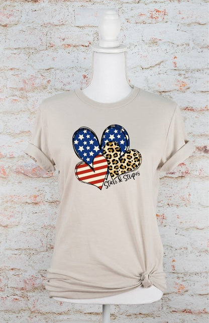 Heart Leopard Stars Stripes Tee-Plus