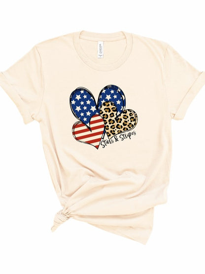 Heart Leopard Stars Stripes Tee-Plus