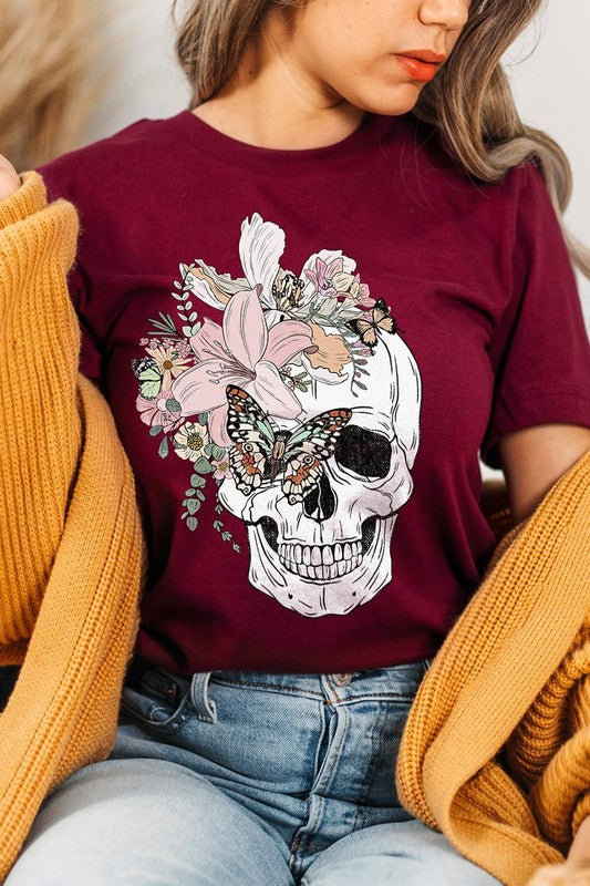 Floral Skull Graphic Tee