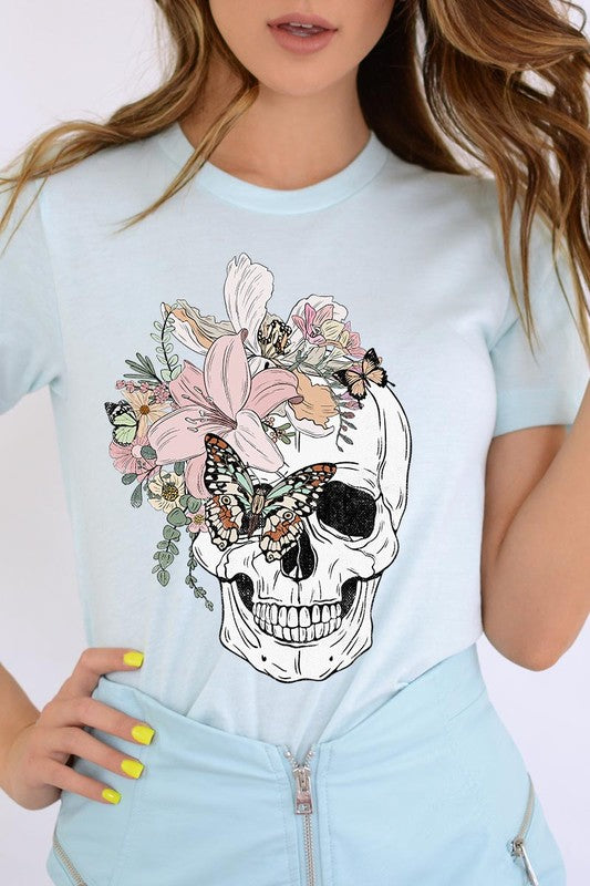 Floral Skull Graphic Tee