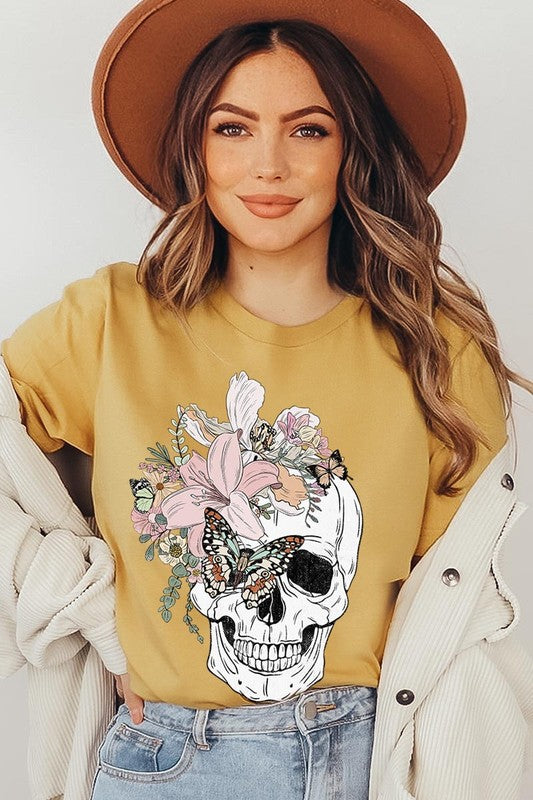 Floral Skull Graphic Tee