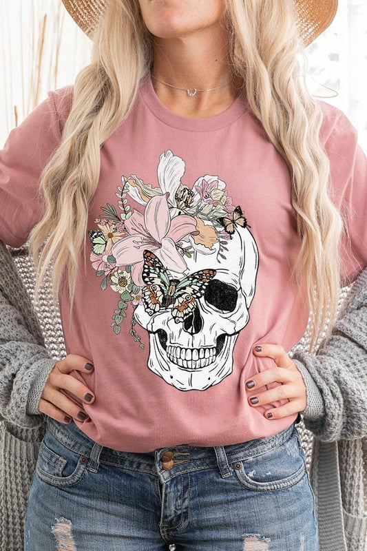 Floral Skull Graphic Tee