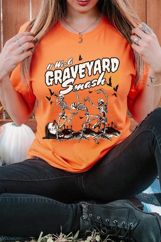 Graveyard Smash Skeleton Halloween Tee