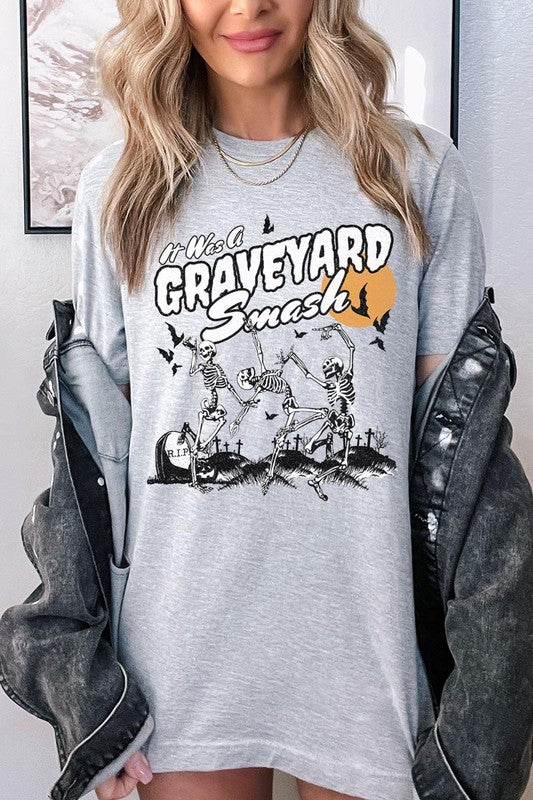 Graveyard Smash Skeleton Halloween Tee