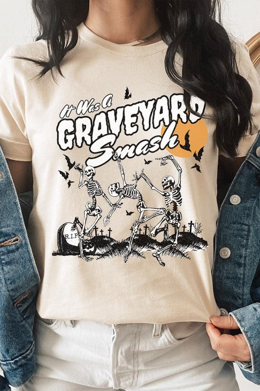 Graveyard Smash Skeleton Halloween Tee