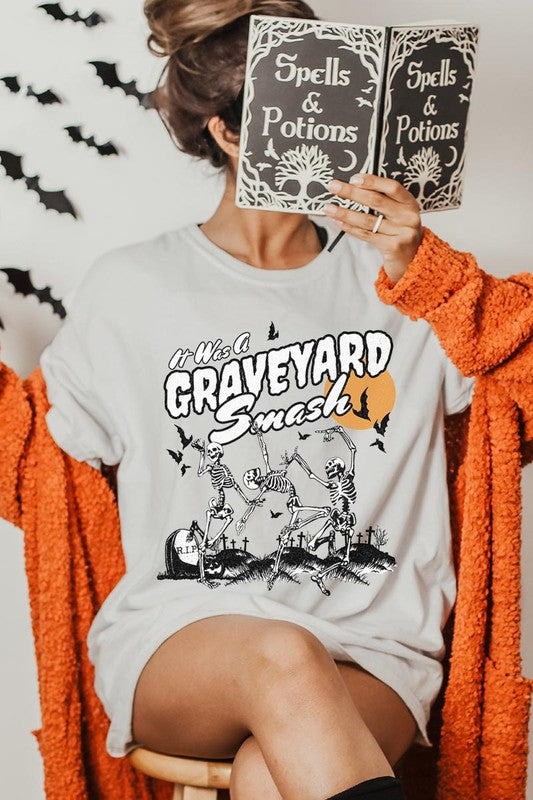 Graveyard Smash Skeleton Halloween Tee