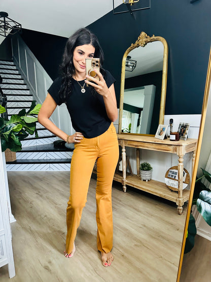 Melinda High Rise Tummy Control Flare Jeans in Marigold by Judy Blue