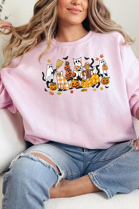 Black Cat Halloween Fleece Sweatshirts