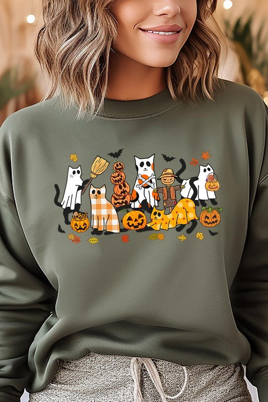 Black Cat Halloween Fleece Sweatshirts