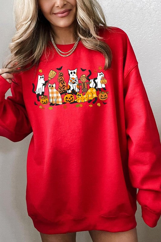 Black Cat Halloween Fleece Sweatshirts