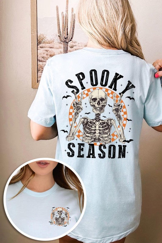 Spooky Season Skeleton Front&Back Graphic Tee