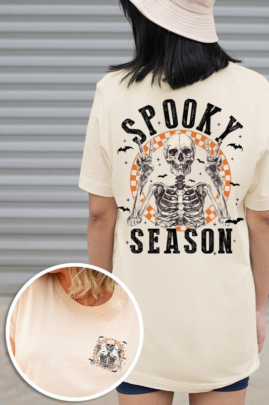 Spooky Season Skeleton Front&Back Graphic Tee