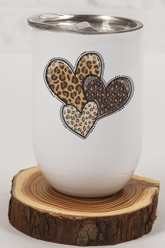 Leopard Hearts Wine Cup Tumbler