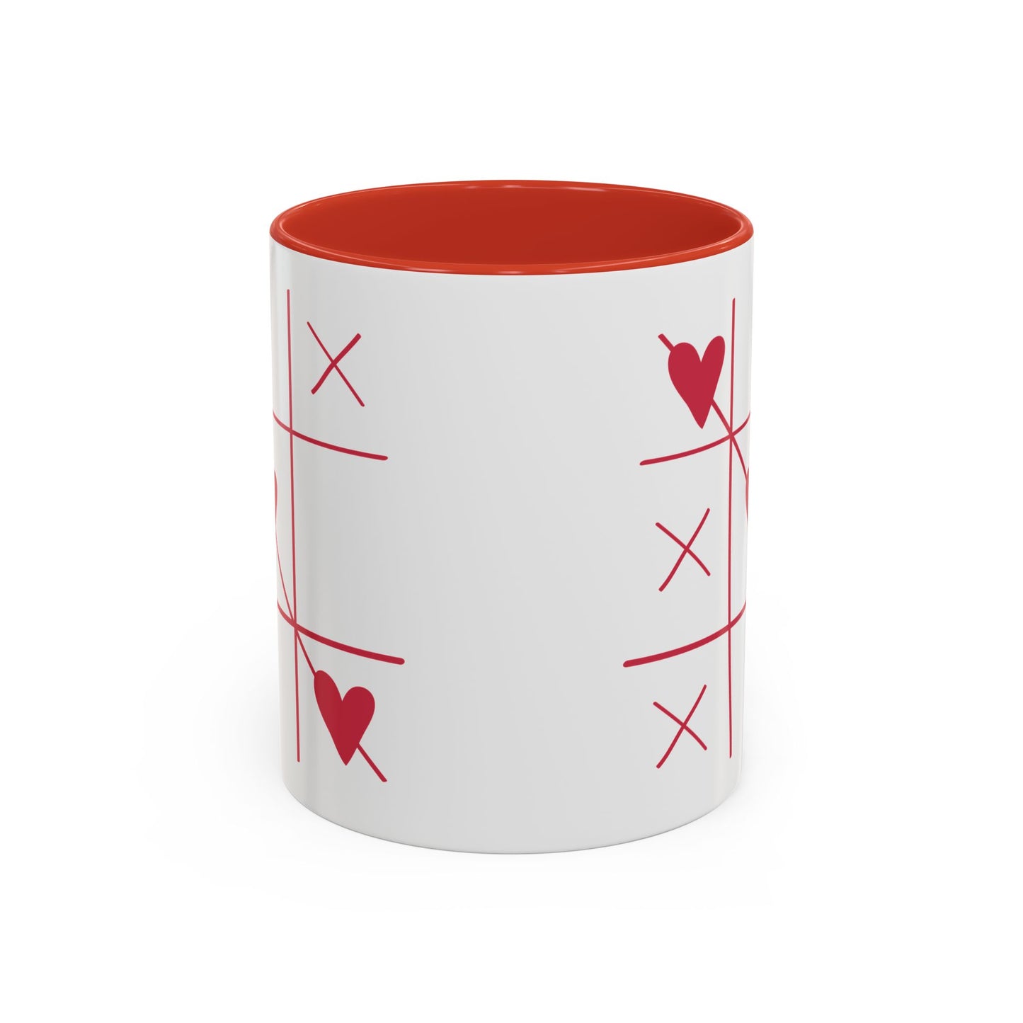 Heart Tic-Tac-Toe Accent Coffee Mug — Romantic Valentine’s Gift (11/15 oz)