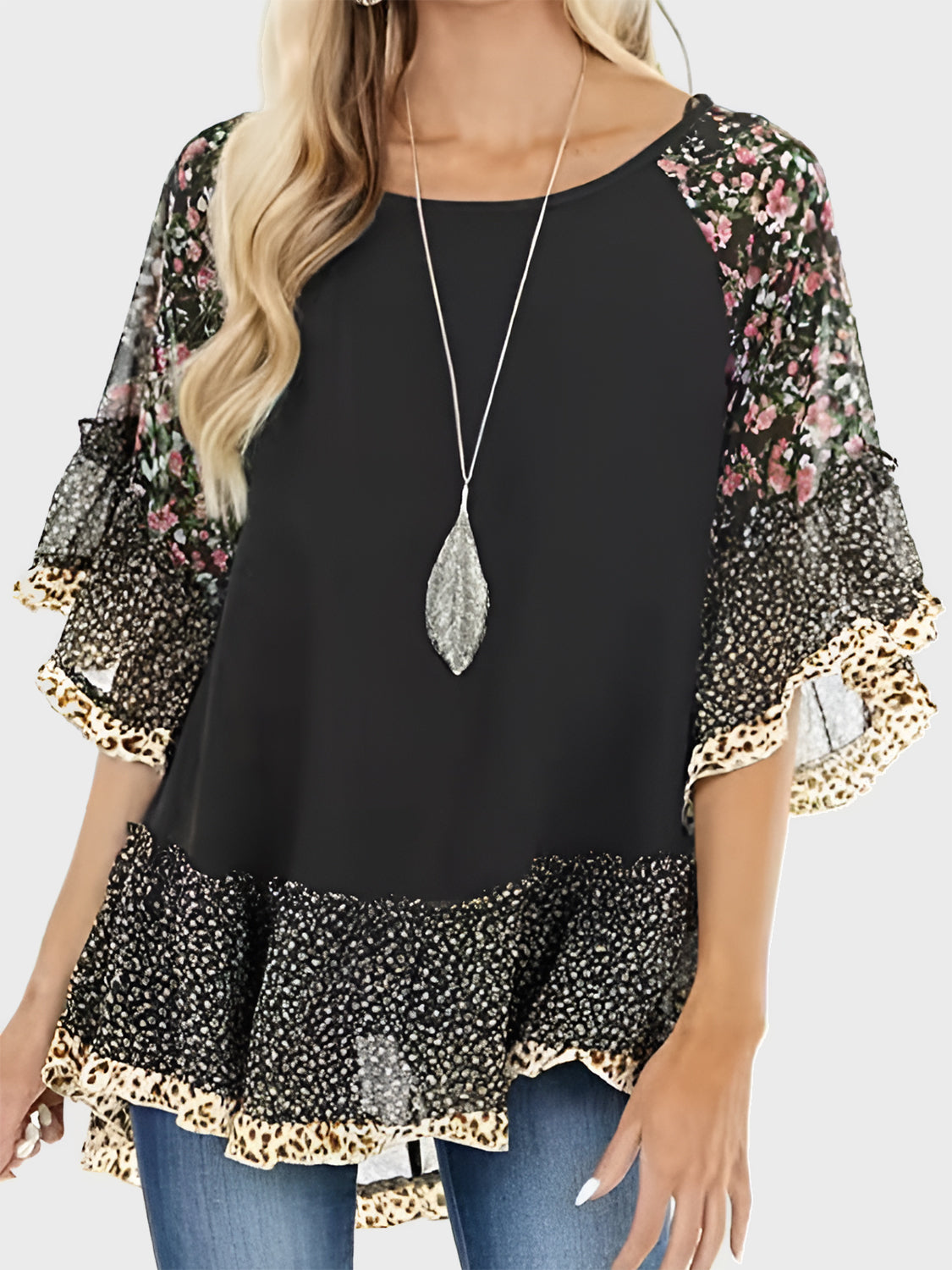 Frill Printed Blouse