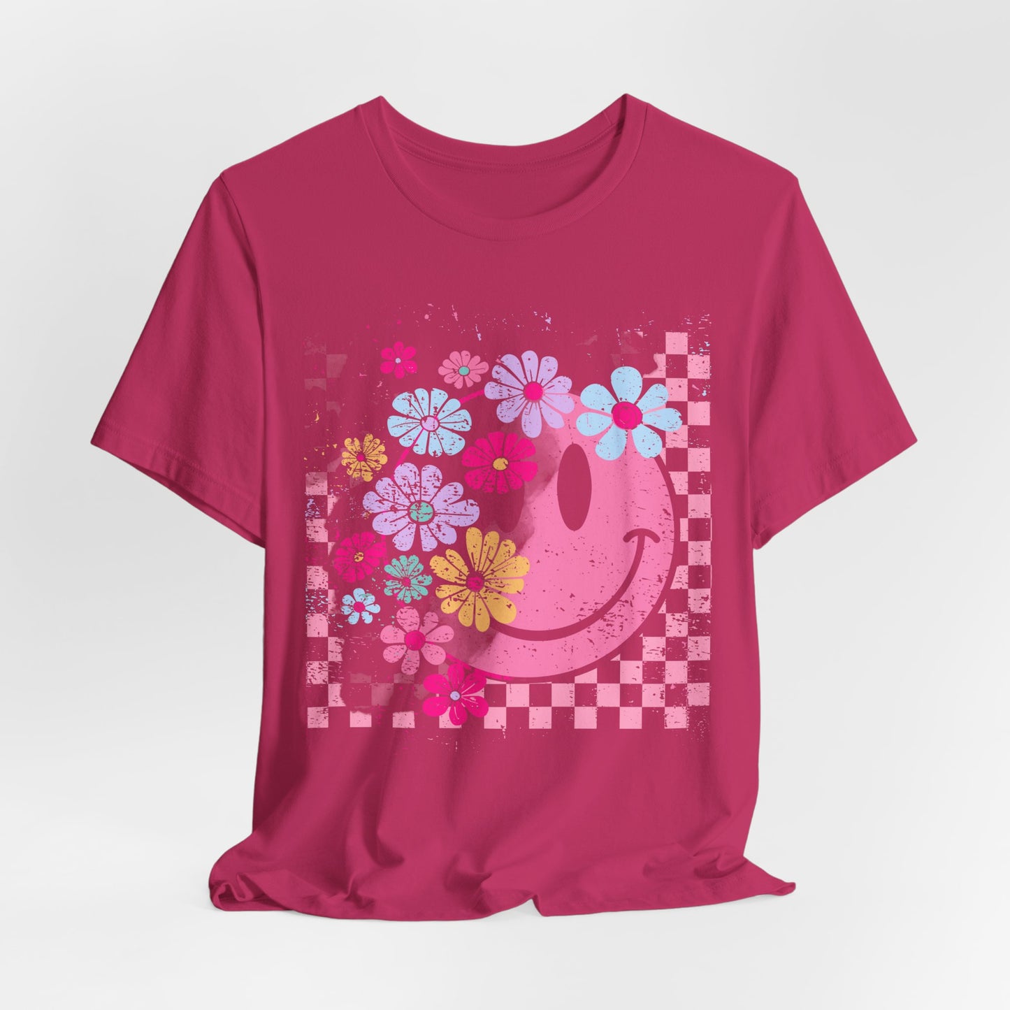 Retro Floral Smiley T-Shirt