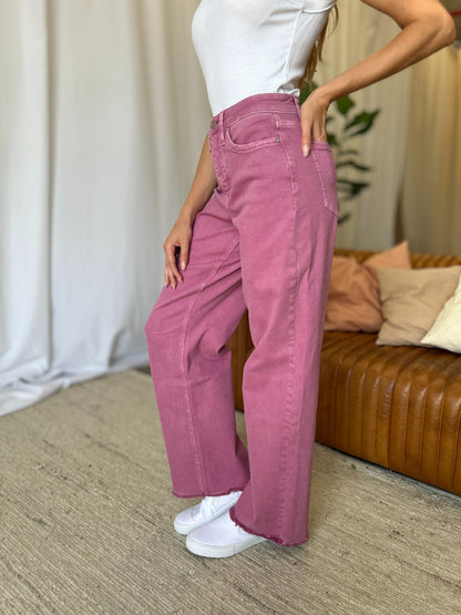 RFM High Rise Garment Dyed Wide Leg Jeans
