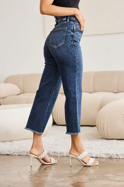 RFM Tummy Control High Waist Raw Hem Jeans