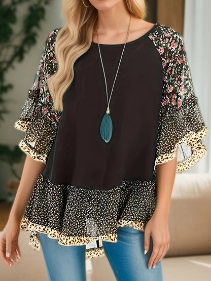 Frill Printed Blouse