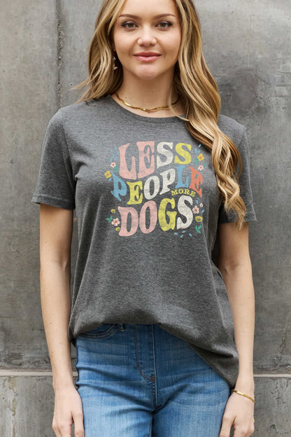 Simply Love LESS PEOPLE MORE DOGS Graphic Cotton T-Shirt