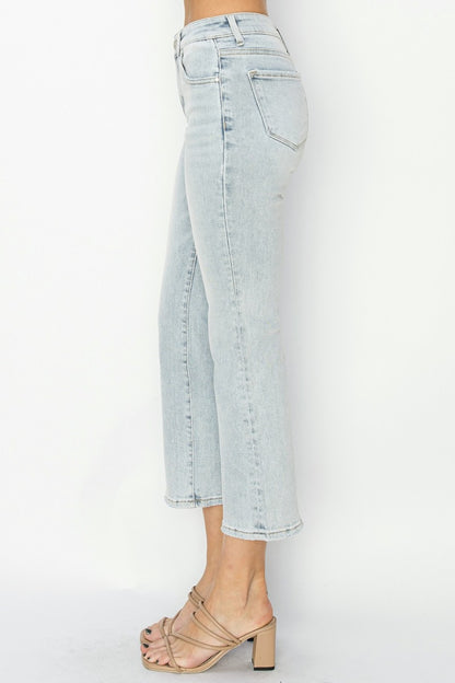 RISEN Mid Rise Cropped Flare Jeans