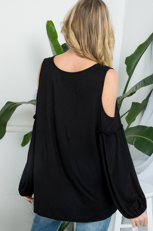 Cold Shoulder Blouse-Plus