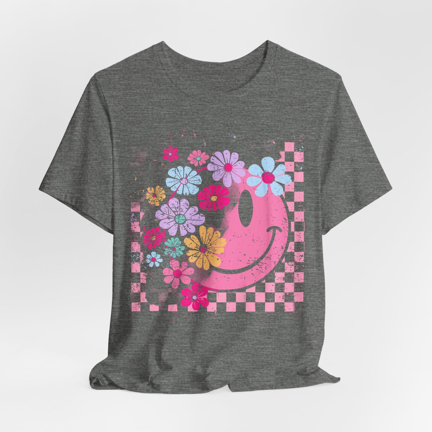 Retro Floral Smiley T-Shirt
