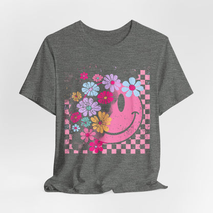Retro Floral Smiley T-Shirt