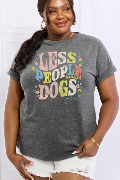 Simply Love LESS PEOPLE MORE DOGS Graphic Cotton T-Shirt