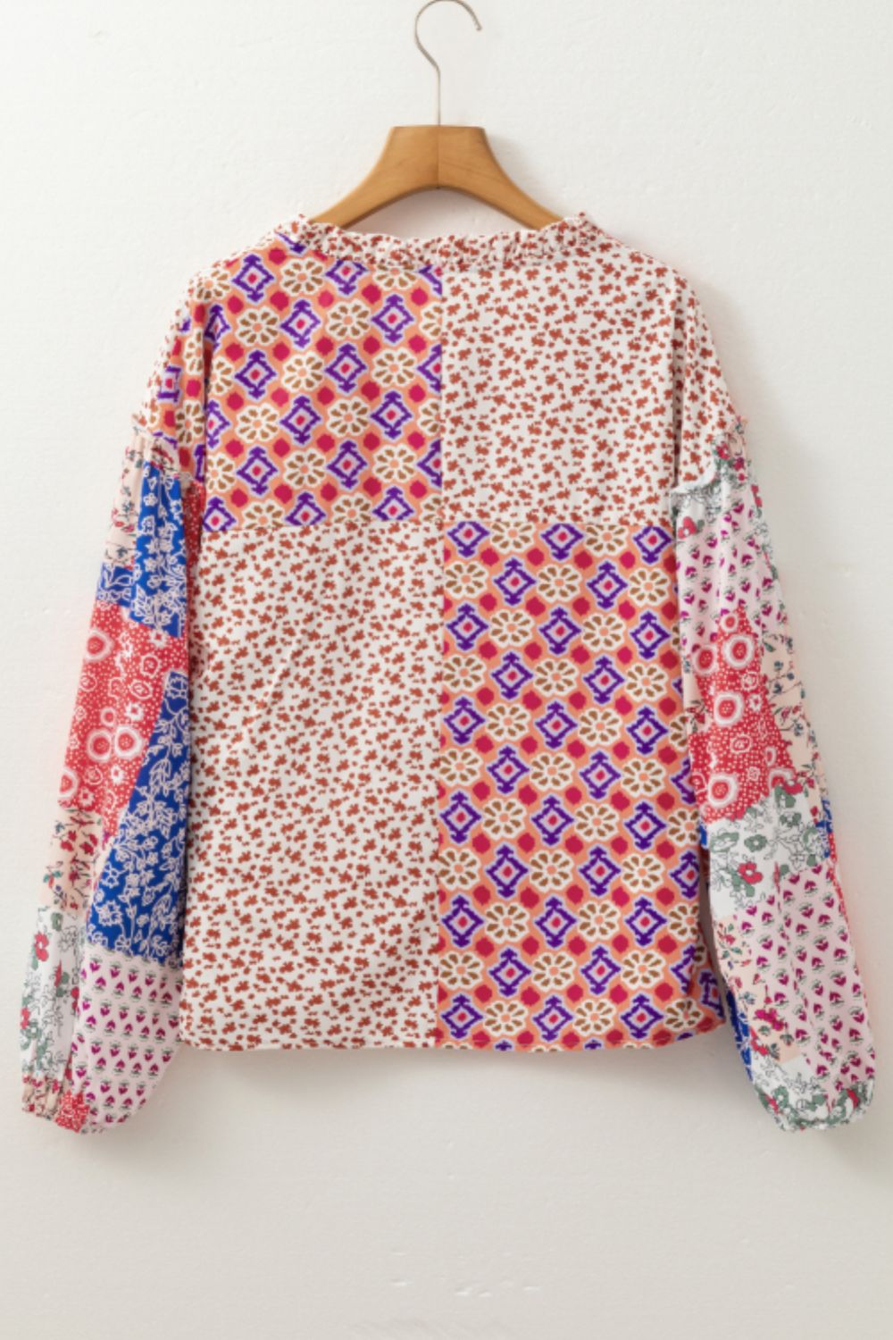 Multi Print Long Sleeve Blouse