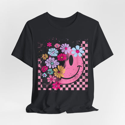 Retro Floral Smiley T-Shirt
