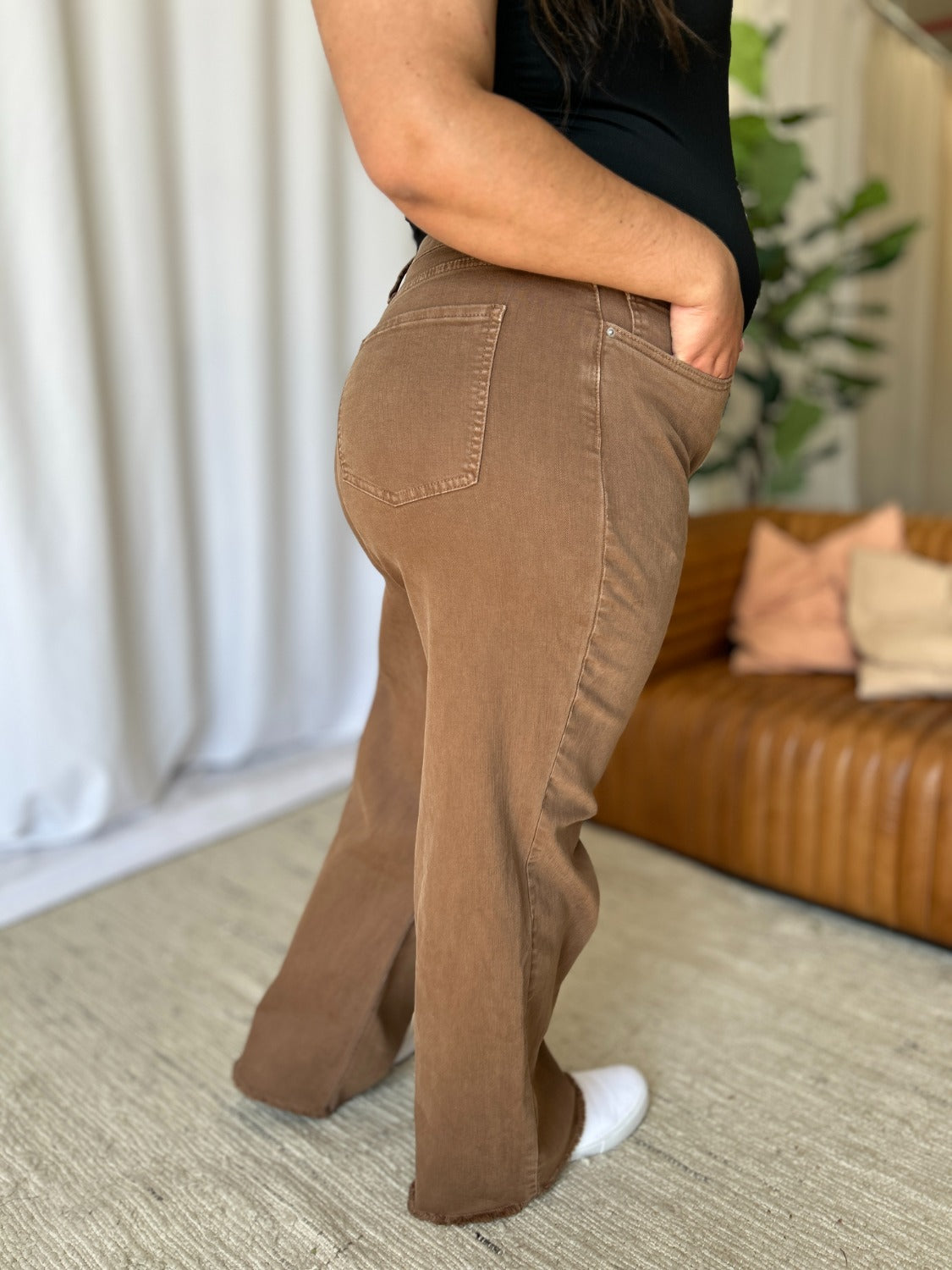 RFM High Rise Garment Dyed Wide Leg Jeans