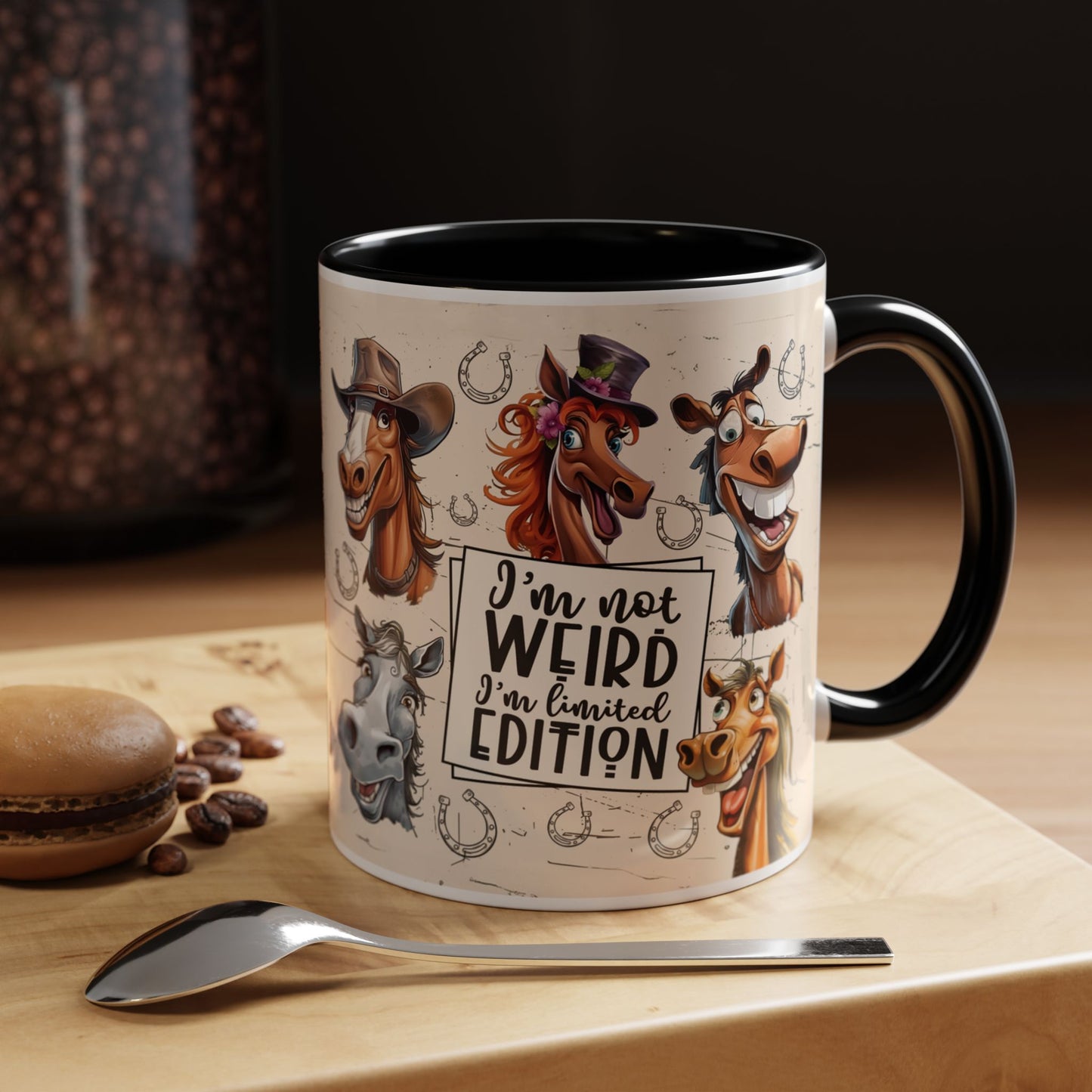 Horse Cartoon Accent Coffee Mug - "I'm Not Weird I'm Limited Edition"