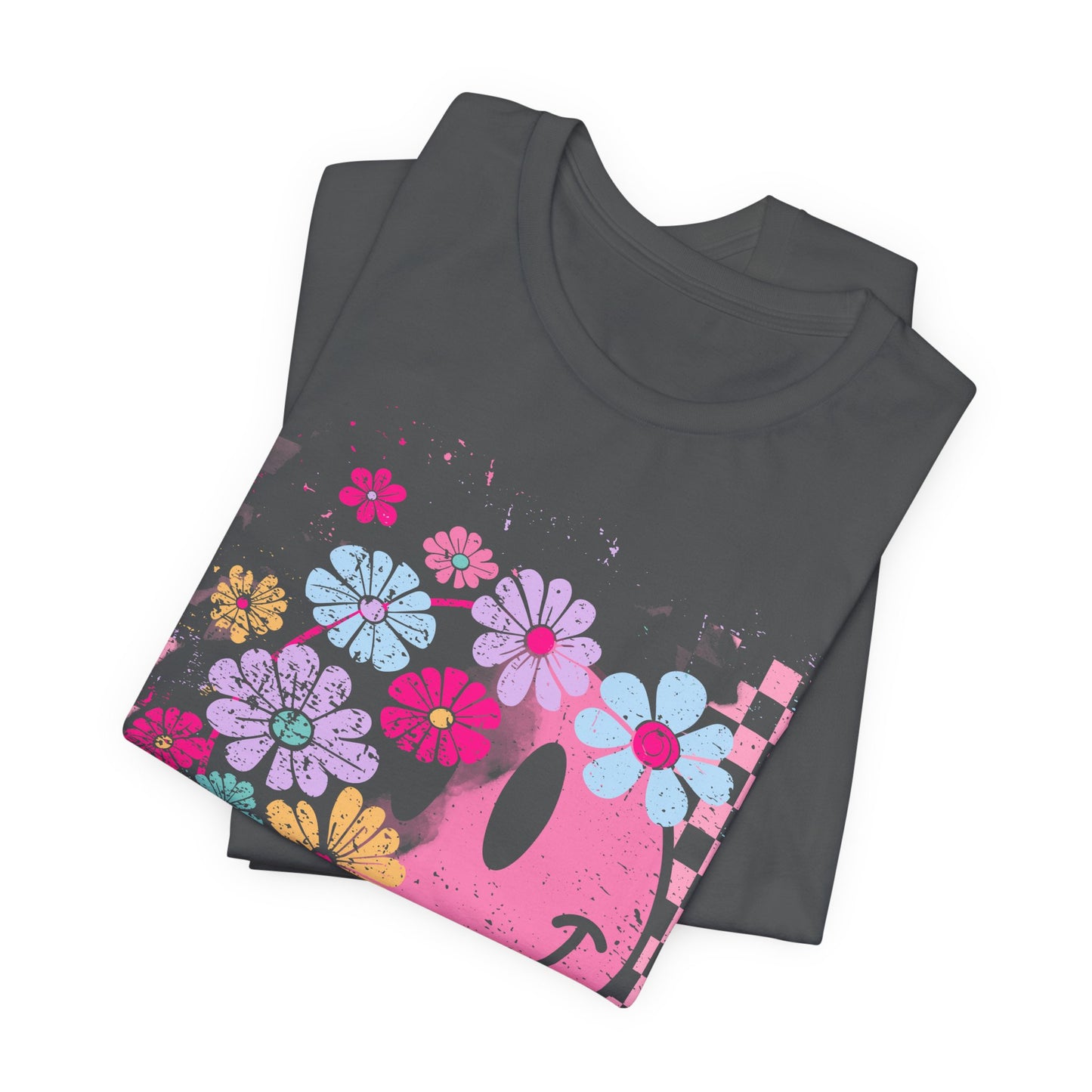 Retro Floral Smiley T-Shirt