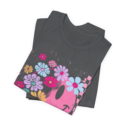 Retro Floral Smiley T-Shirt