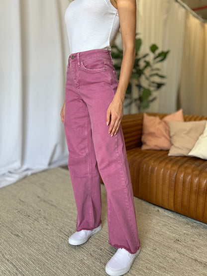 RFM High Rise Garment Dyed Wide Leg Jeans