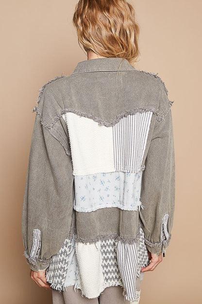 POL Patchwork Dropped Shoulder Jacket