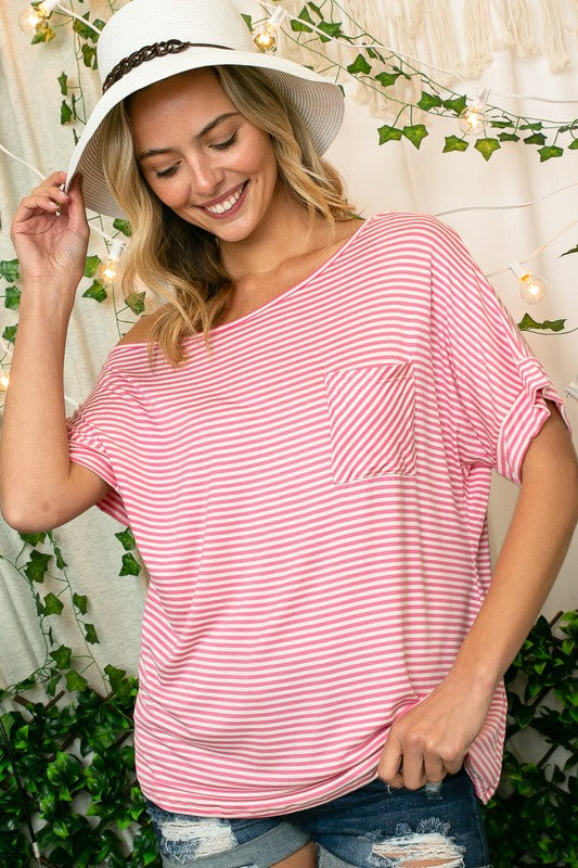 Stripe Jersey Shoulder Top