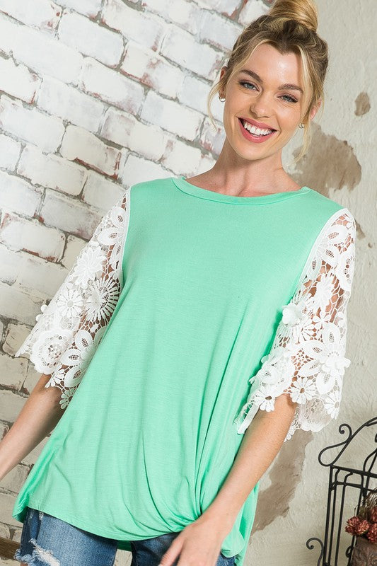 Lace Detail Sleeve Top