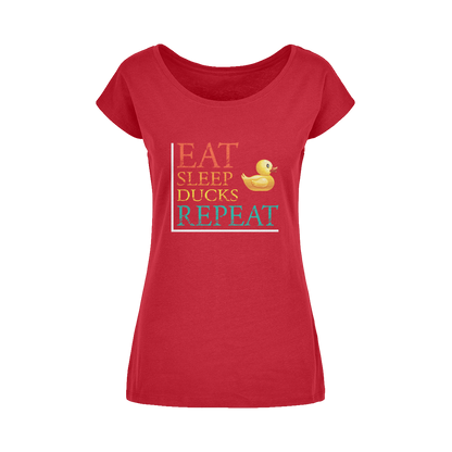 Eat Sleep Ducks Repeat Wide Neck Womens T-Shirt XS-5XL