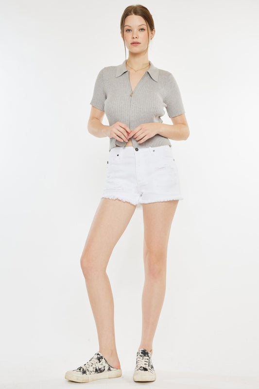 KanCan Raw Hem Distressed Denim Shorts