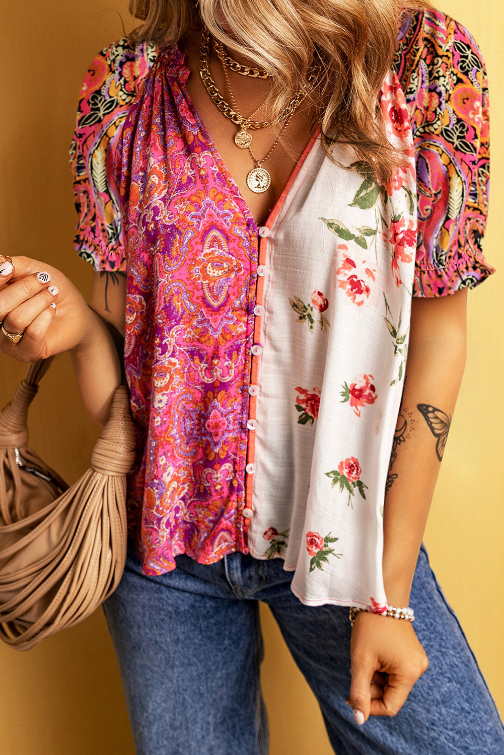 Mixed Print Blouse