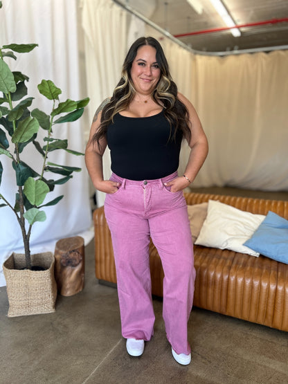 RFM High Rise Garment Dyed Wide Leg Jeans