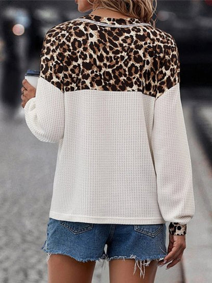 Leopard V-Neck Long Sleeve Tee