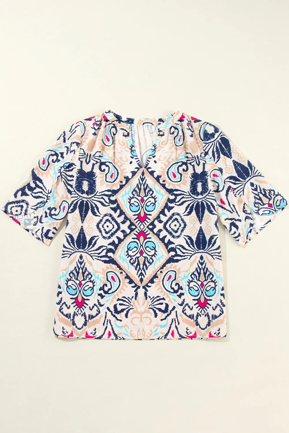 Paisley Notched Sleeve Blouse