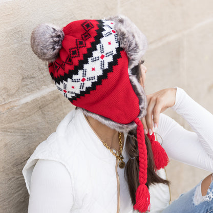 Fair Isle Pom Trapper Hat