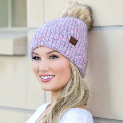 C.C® Cozy Marled Pom Beanie