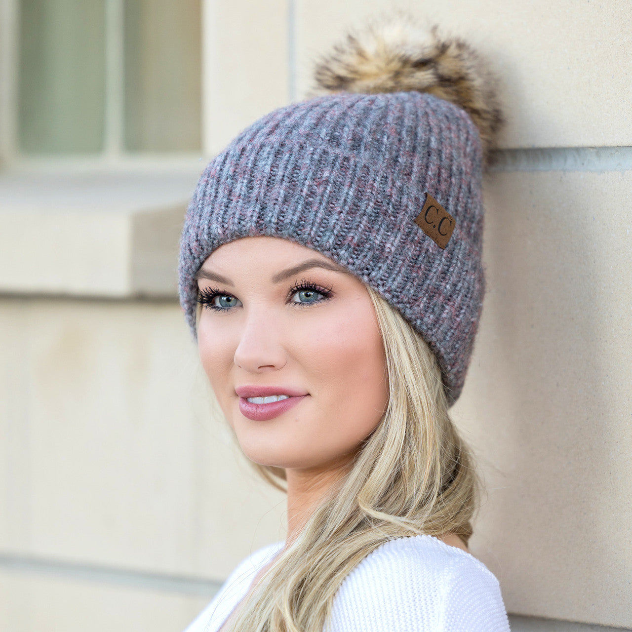 C.C® Cozy Marled Pom Beanie