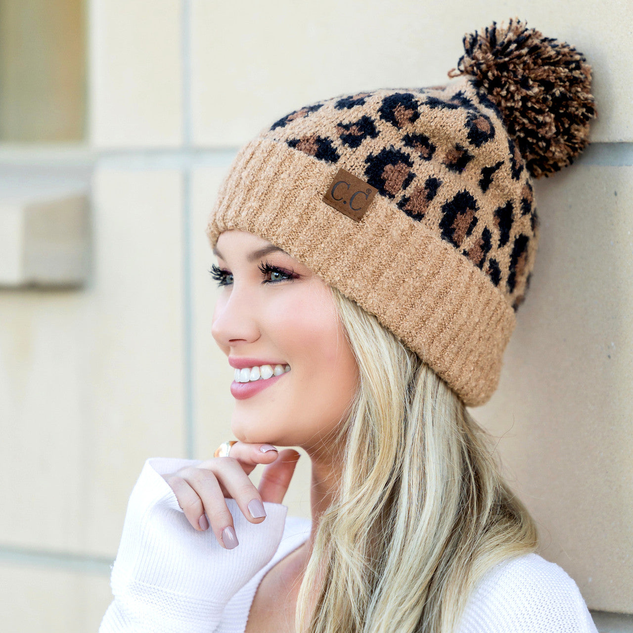 C.C® Leopard Pom Beanie
